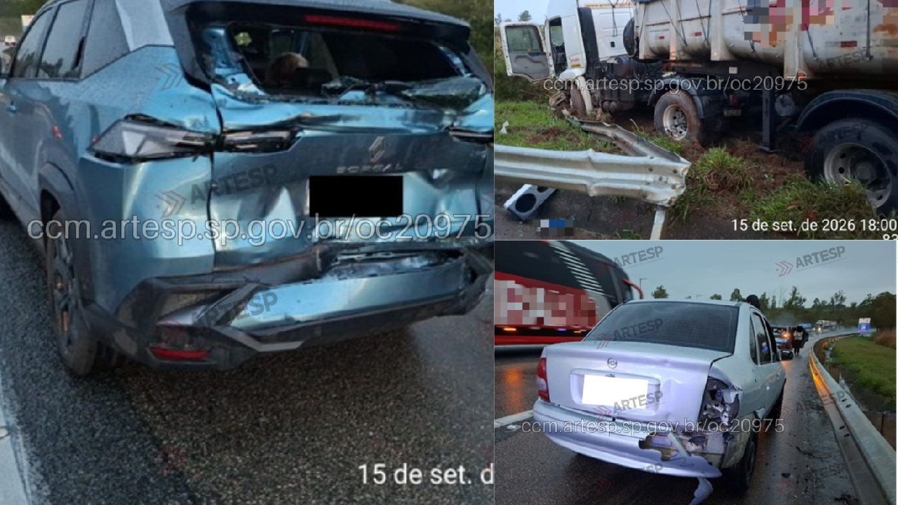 Engavetamento envolve sete veículos na SP-270, em Sorocaba