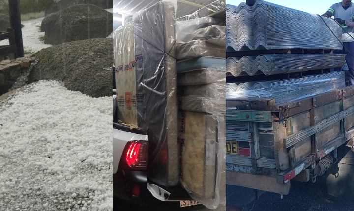 Granizo causa estragos e mobiliza força-tarefa em Piedade