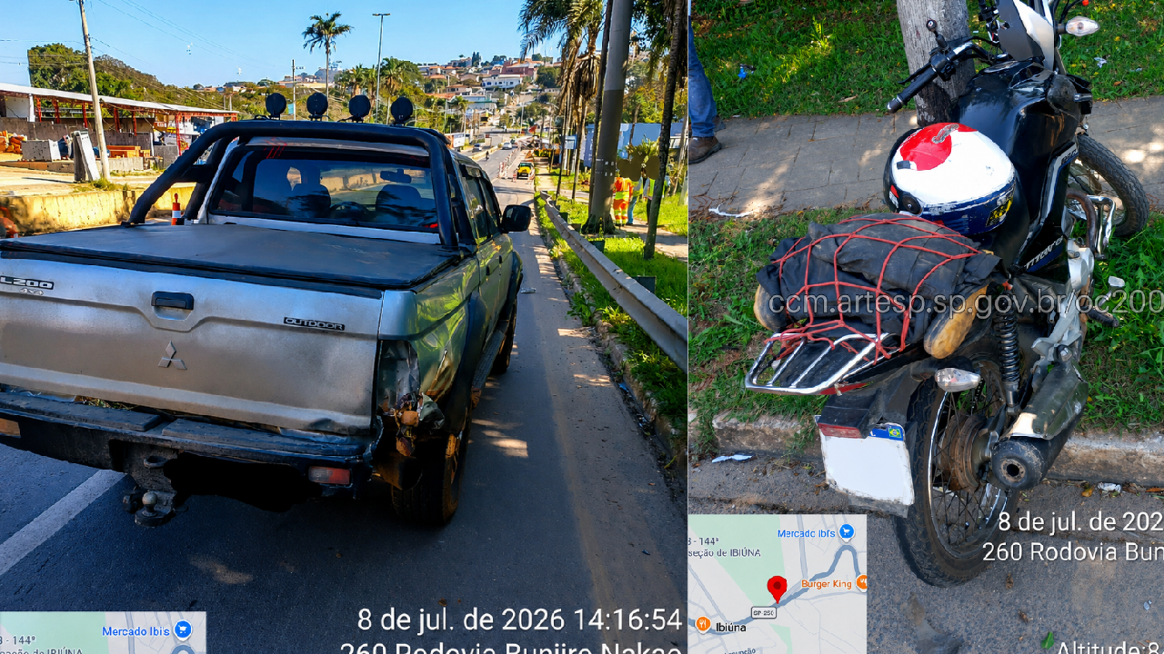 Motociclista fica ferido em colisão na SP-250, em Ibiúna