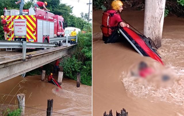 Caminhonete cai de ponte e fica submersa em rio uma pessoa morreu