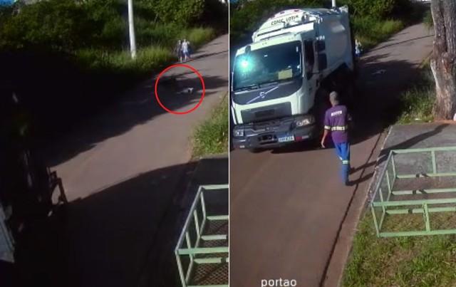 Motorista é demitido após caminhão de lixo atropelar cadela em rua no interior de SP