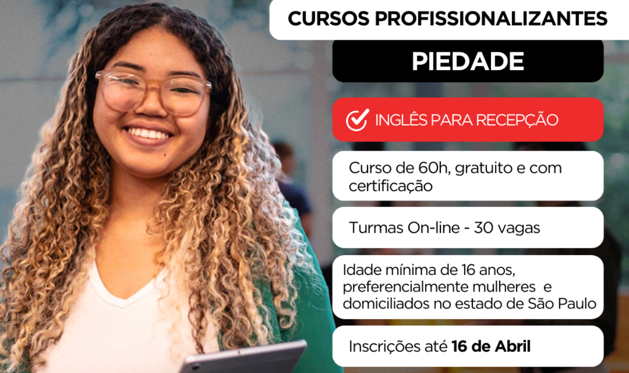 Programa Qualifica SP abre vagas para curso de Inglês para Recepção em Piedade