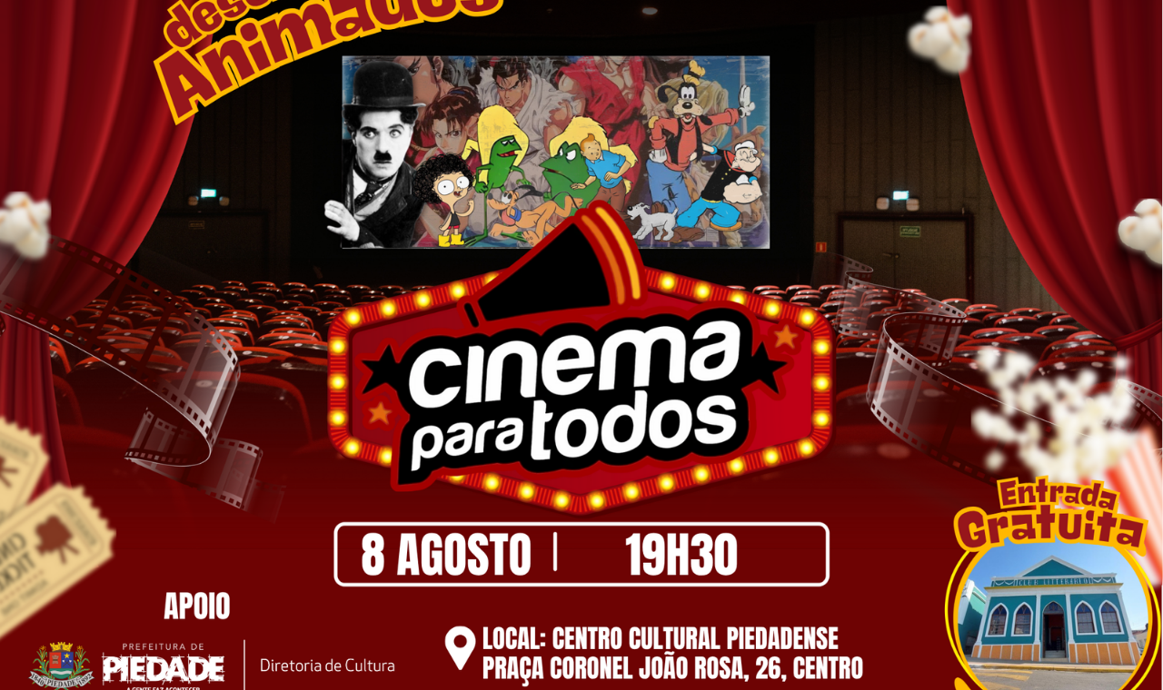 Cinema gratuito chega a Piedade com clássicos para toda a família