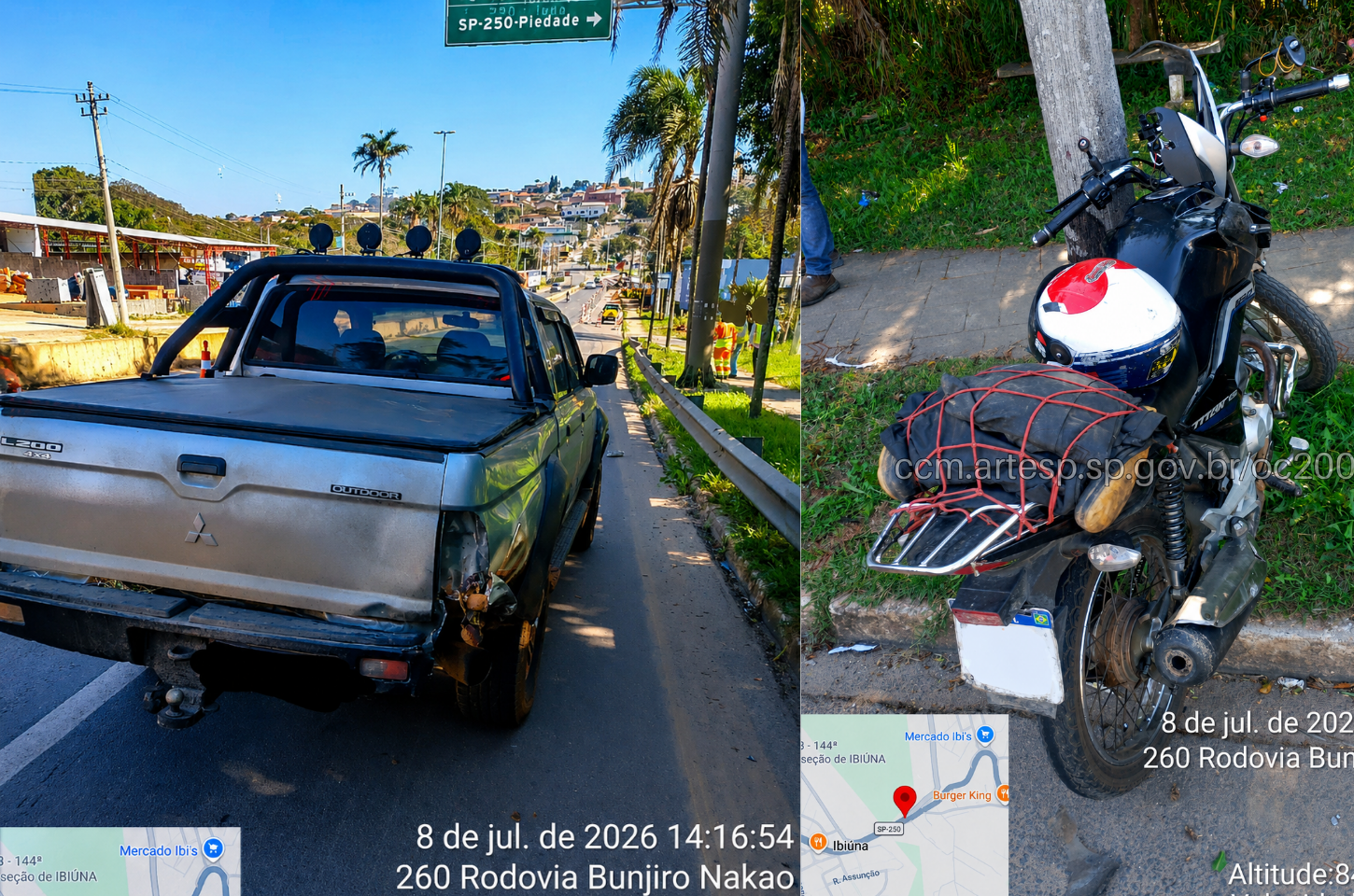 Motociclista fica ferido em colisão na SP-250, em Ibiúna