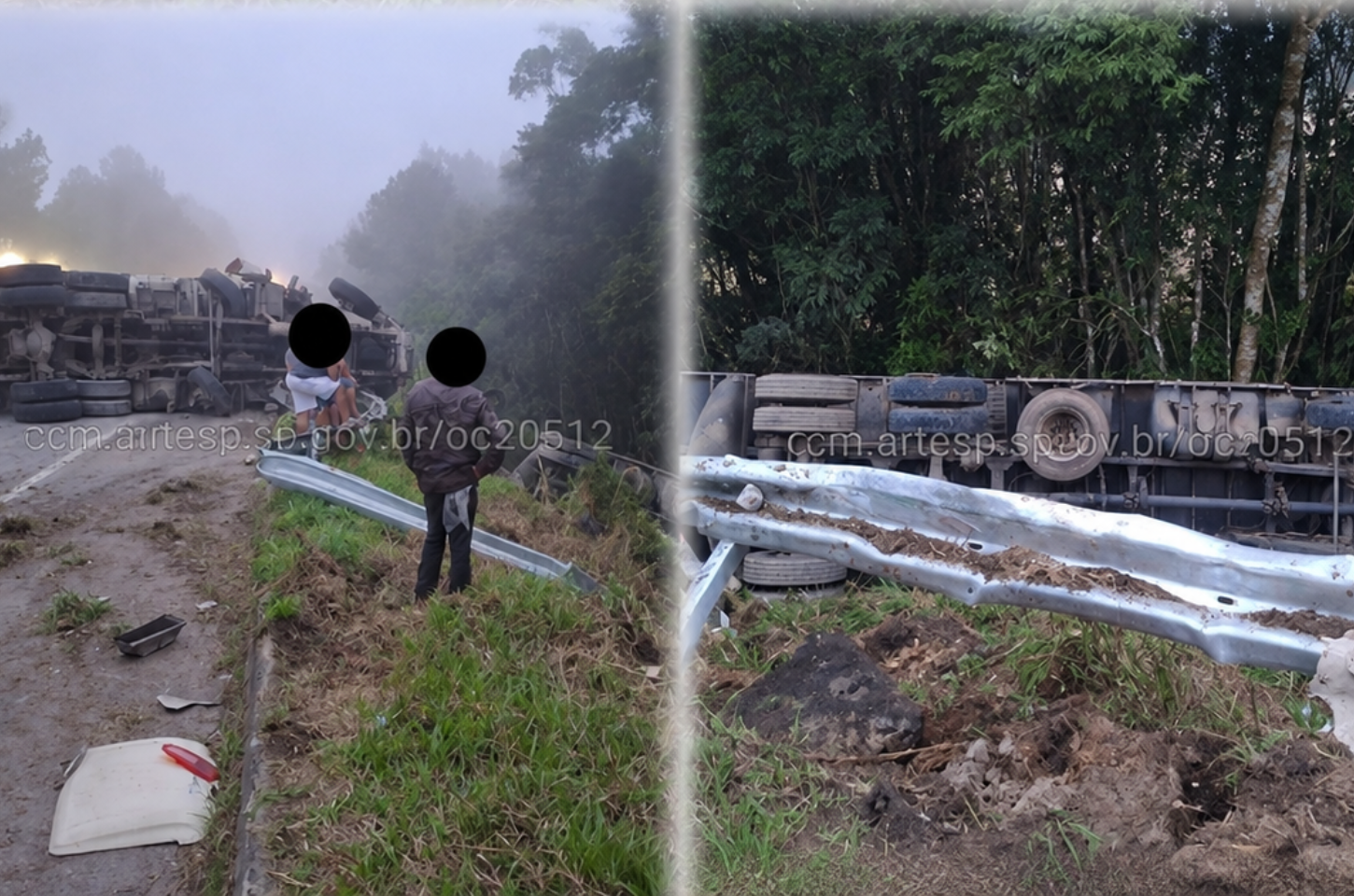 Colisão entre caminhões deixa três feridos na SP-079, em Tapiraí