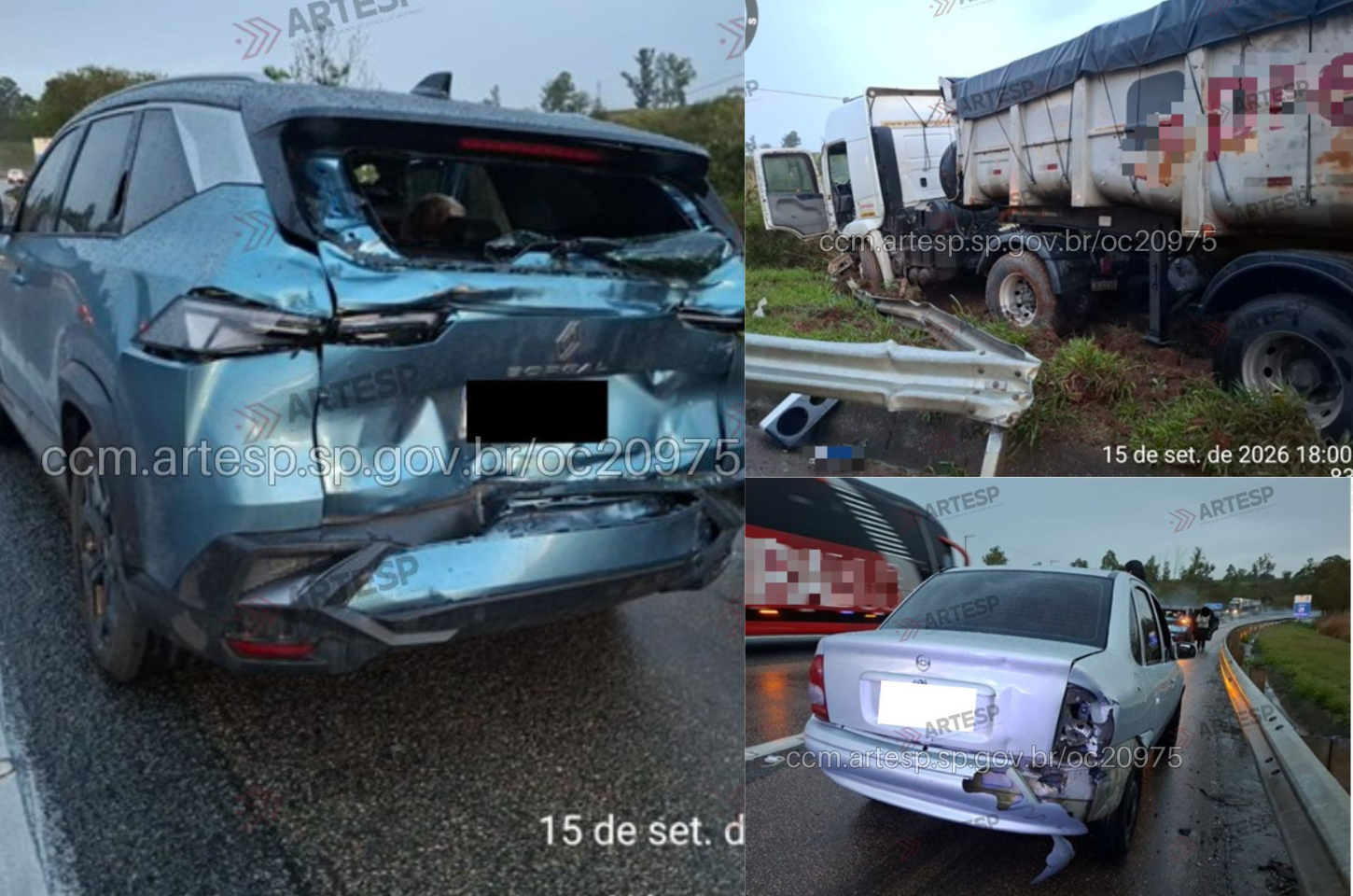 Engavetamento envolve sete veículos na SP-270, em Sorocaba
